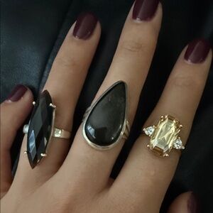 Onyx, obsidian, champagne ring